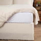 Burlap Antique White Fringed Twin Bed Skirt 39x76x16