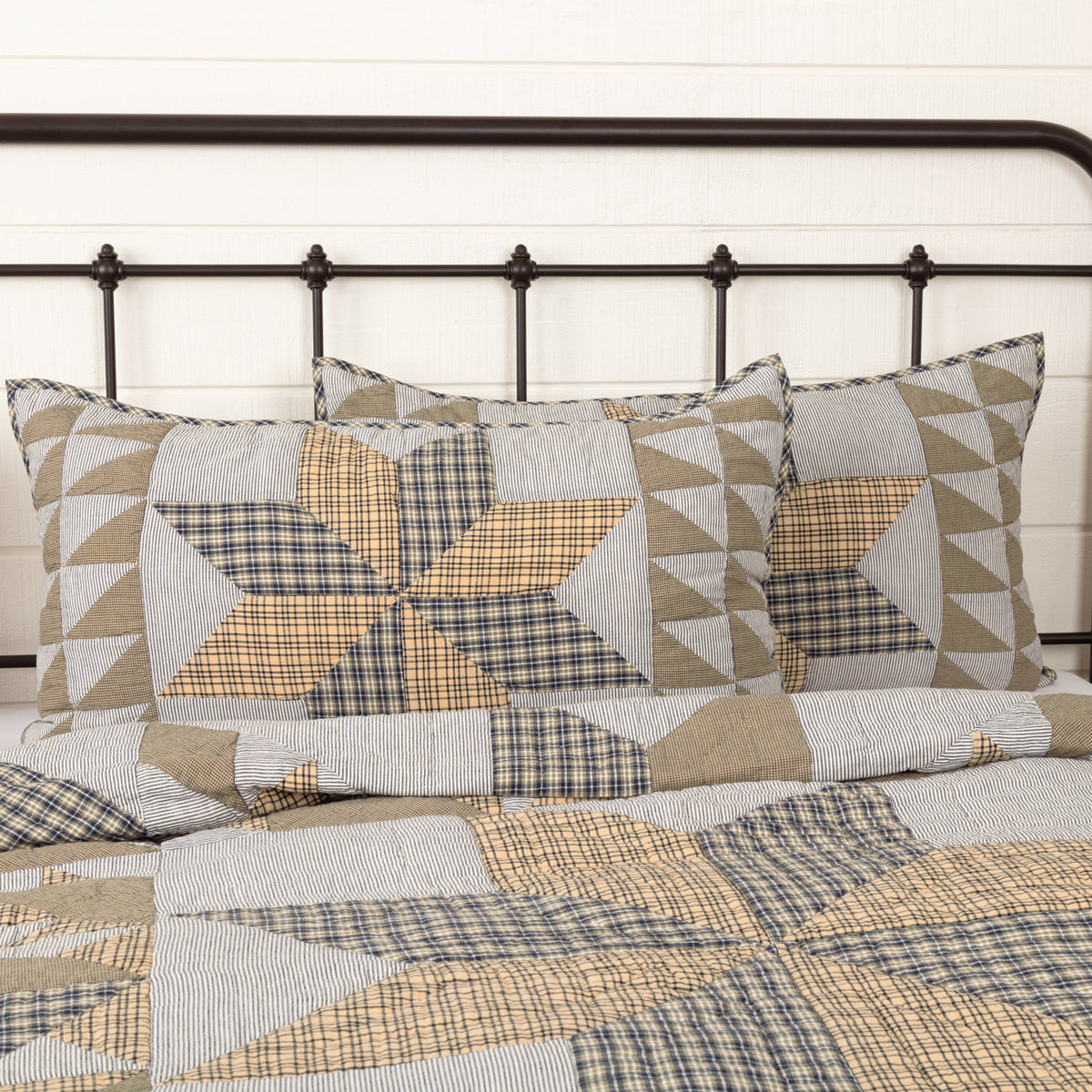 Dakota Star Farmhouse Blue King Sham 21x37, Set of 2