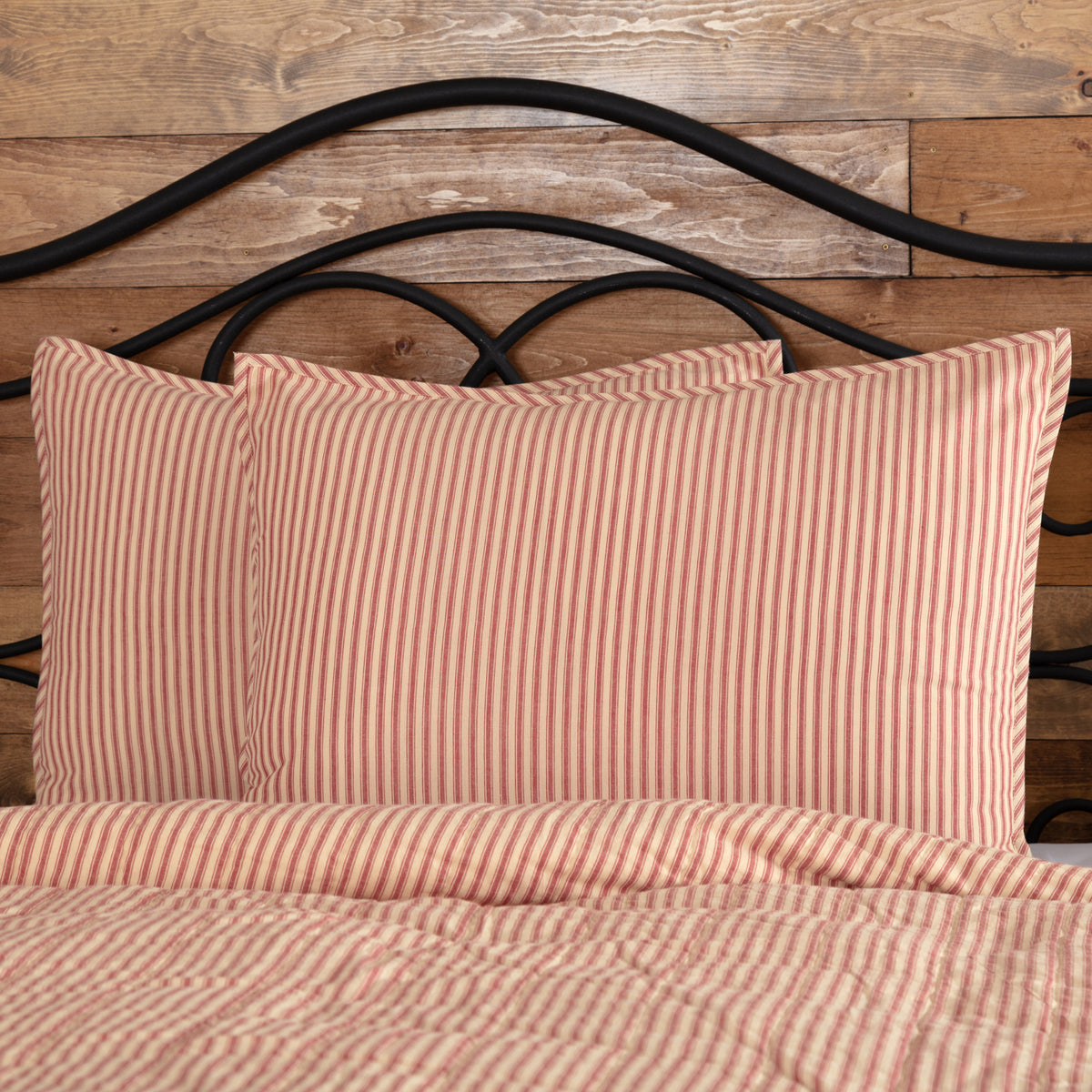 Sawyer Mill Red Ticking Stripe Standard Sham 21x27, Set of 2