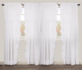 Muslin Ruffled Bleached White Panel Set of 4 84x40