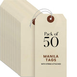 9pt Creme Manila Tag w/ String Set of 50 Size #6