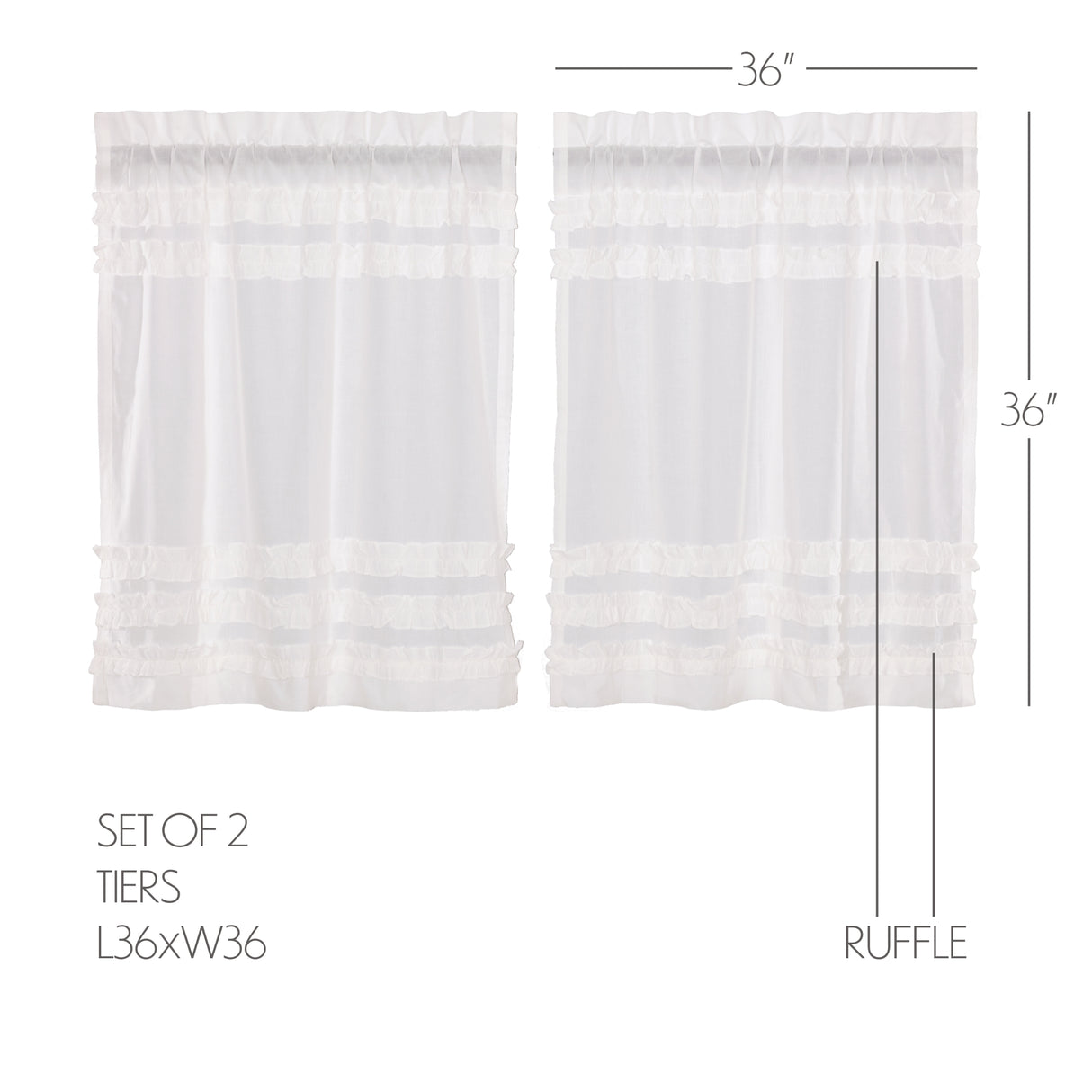 White Ruffled Sheer Petticoat Curtain Set