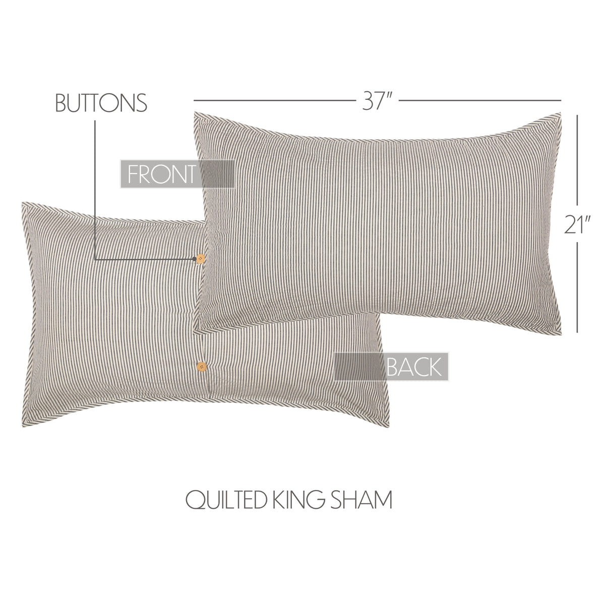 Hatteras Seersucker Blue Ticking Stripe King Sham 21x37, Set of 2