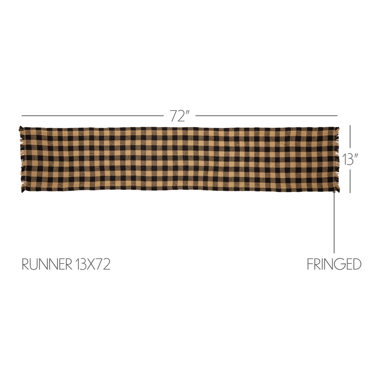 Burlap Black Check Raven 13x72 Table Runner & 6 pc 12x18 Placemat Set