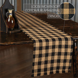Burlap Black Check Raven 13x72 Table Runner & 6 pc 12x18 Placemat Set