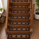Farmhouse Jute Stair Tread Stencil Stars Rect Latex 8.5x27, Set of 7