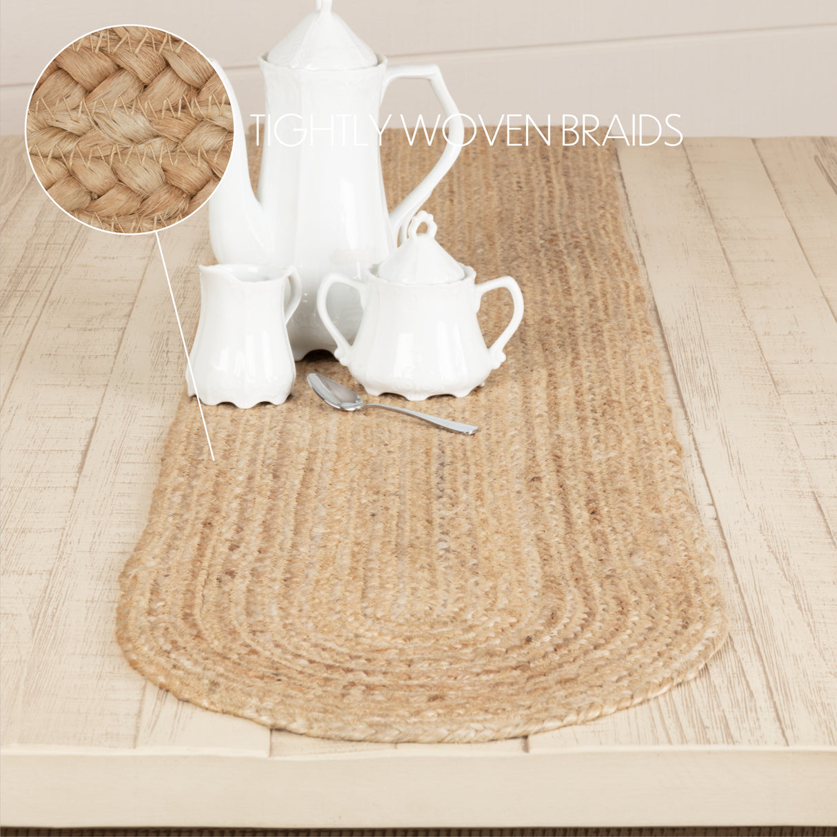 Natural Jute Natural 13x72 Table Runner & 6 pc 12x18 Placemat Set