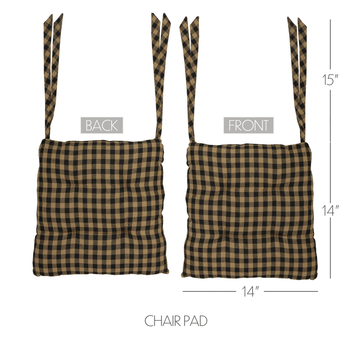 Black Check 15 Inch Chair Pad