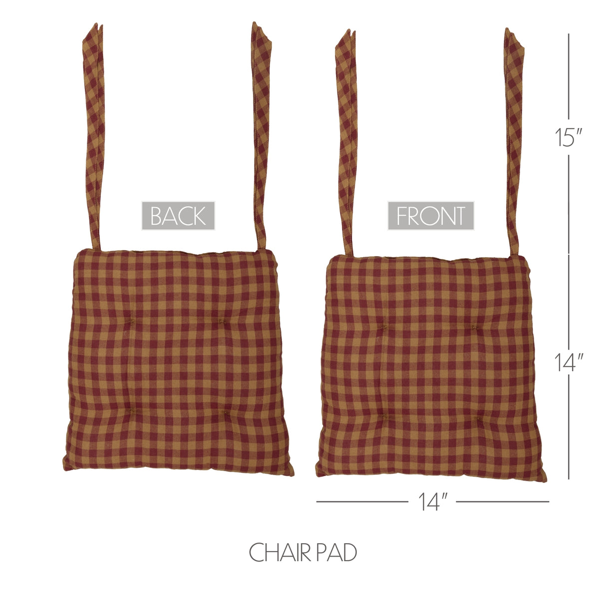 Burgundy Check 14 Inch Chair Pad