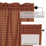 Burgundy Check Curtain Set
