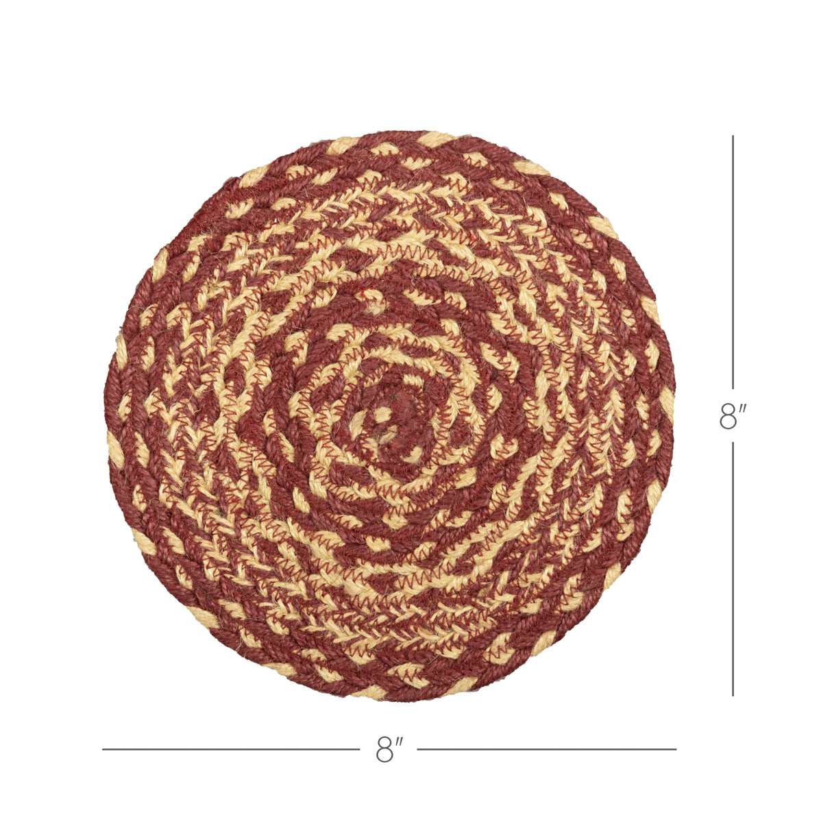 Burgundy Tan Jute Trivet 8, Set of 3