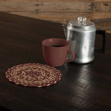 Burgundy Tan Jute Trivet 8, Set of 3