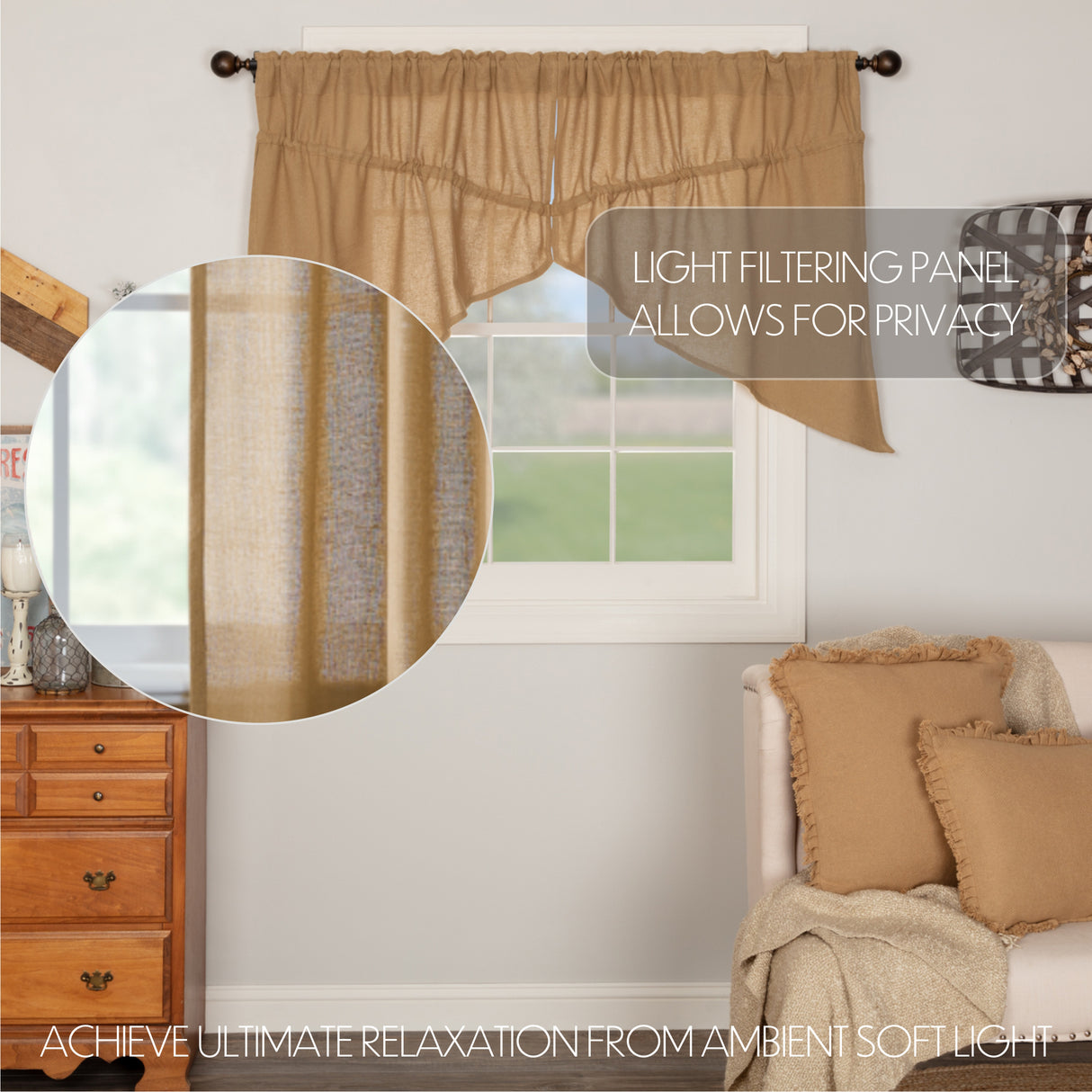 Burlap Antique Curtain Set