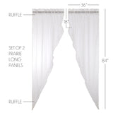 White Ruffled Sheer Prairie Long Panel Set of 2 84x36x18