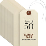 9pt Creme Manila Tag w/ Wire Hanger Set of 50 Size #5
