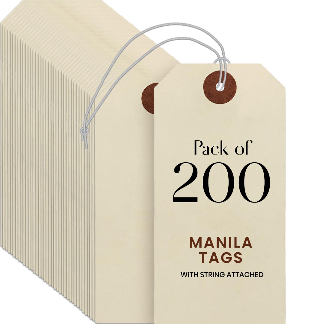 9pt Creme Manila Tag w/ String Set of 200 Size #5
