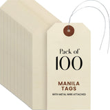 9pt Creme Manila Tag w/ Wire Hanger Set of 100 Size #5