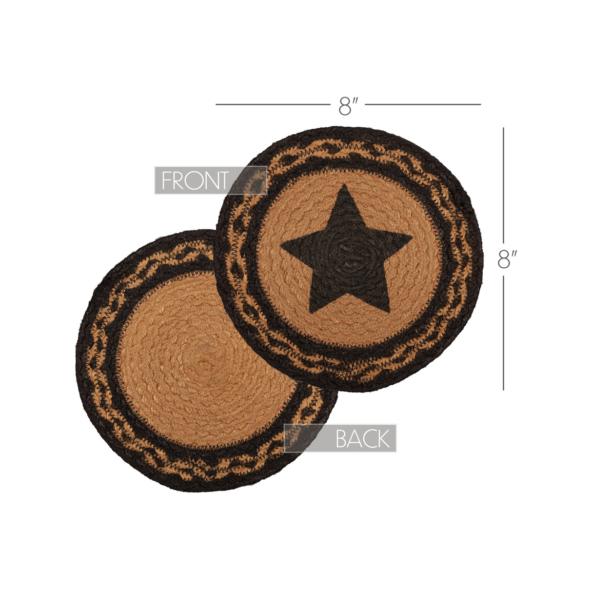 Farmhouse Jute Trivet Stencil Star 8, Set of 3