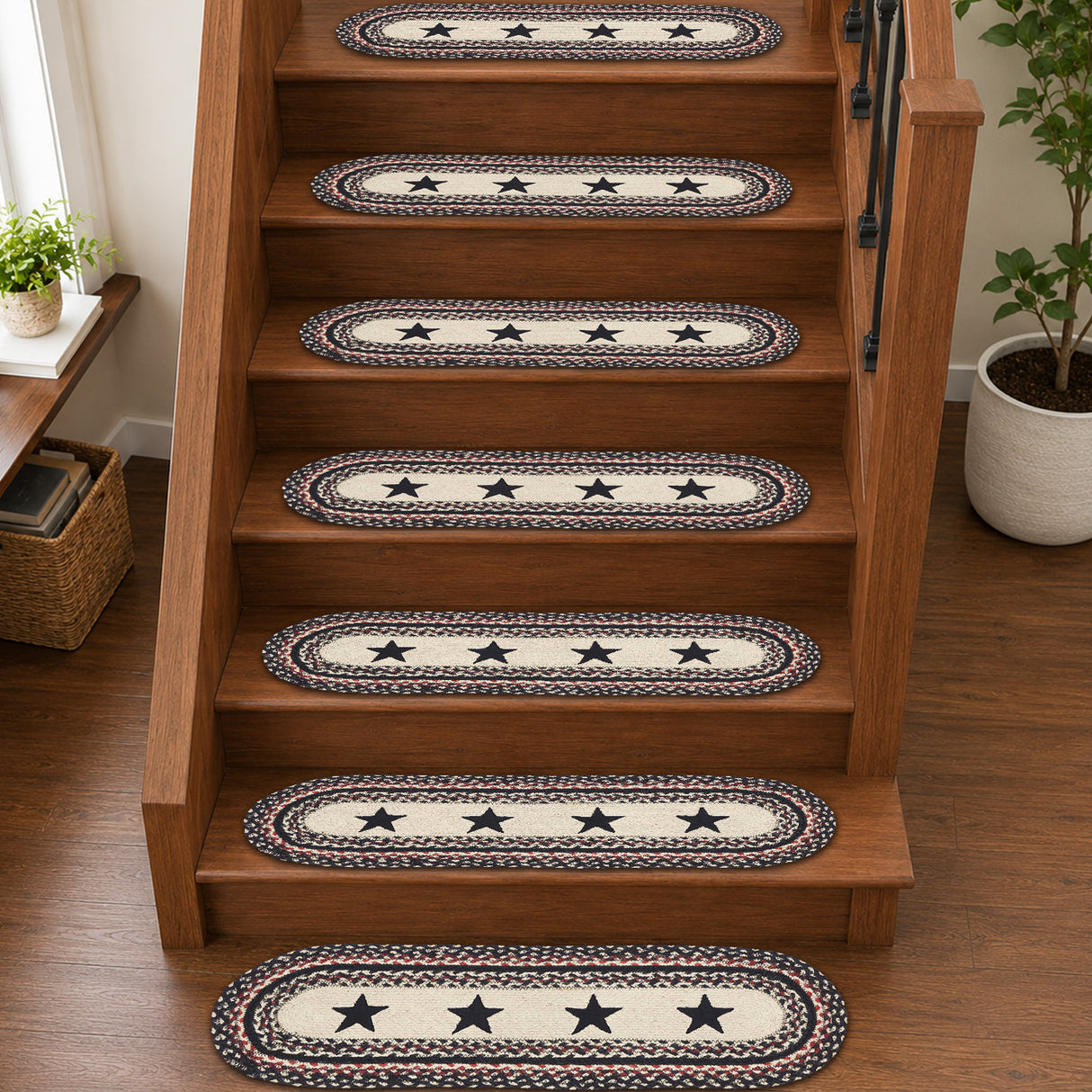 Colonial Star Jute Stair Tread Oval Latex 8.5x27, Set of 7