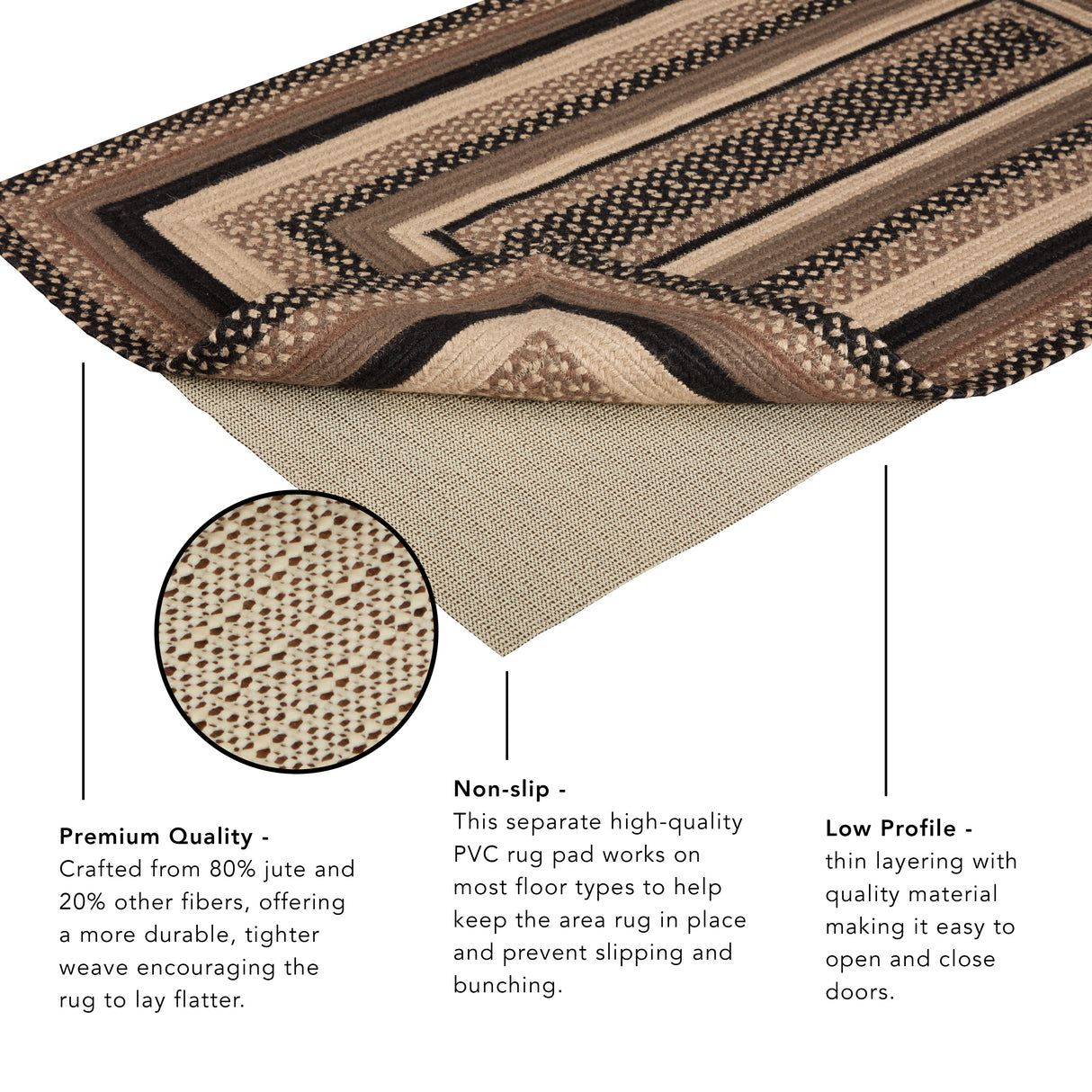Colonial Star Jute Rug Rect w/ Pad 48x72