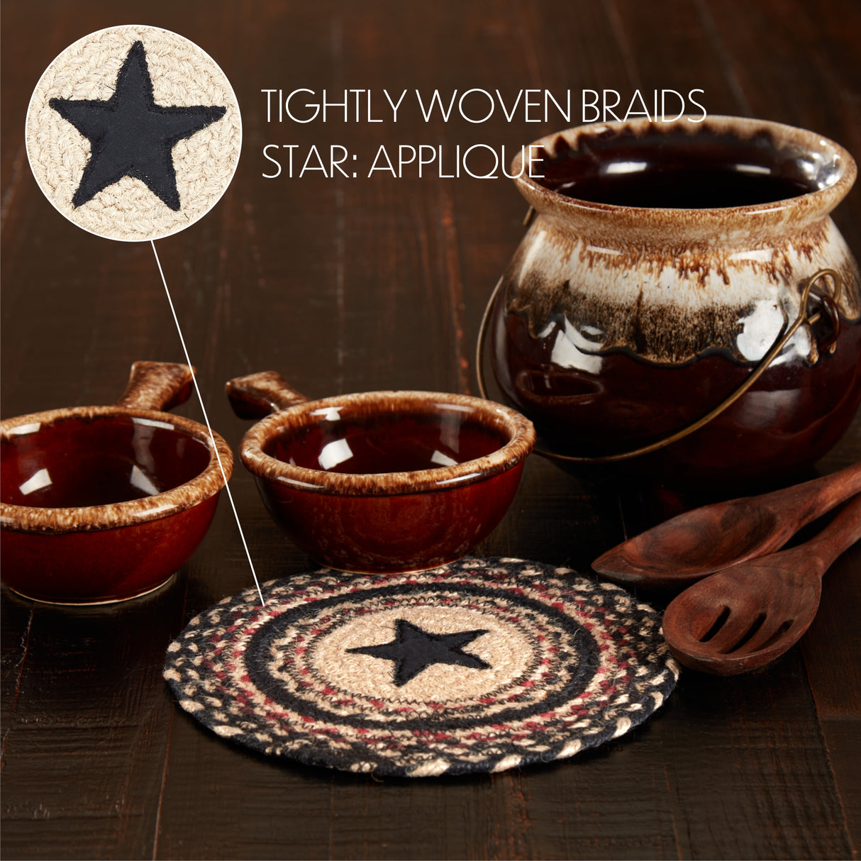 Colonial Star Jute Trivet 8 Set of 3