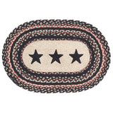 Primitive Colonial Star Table Placemat, Tan Black Red, Jute Blend, Oval, 12x18 Inches, 8 Pack 8 Pack