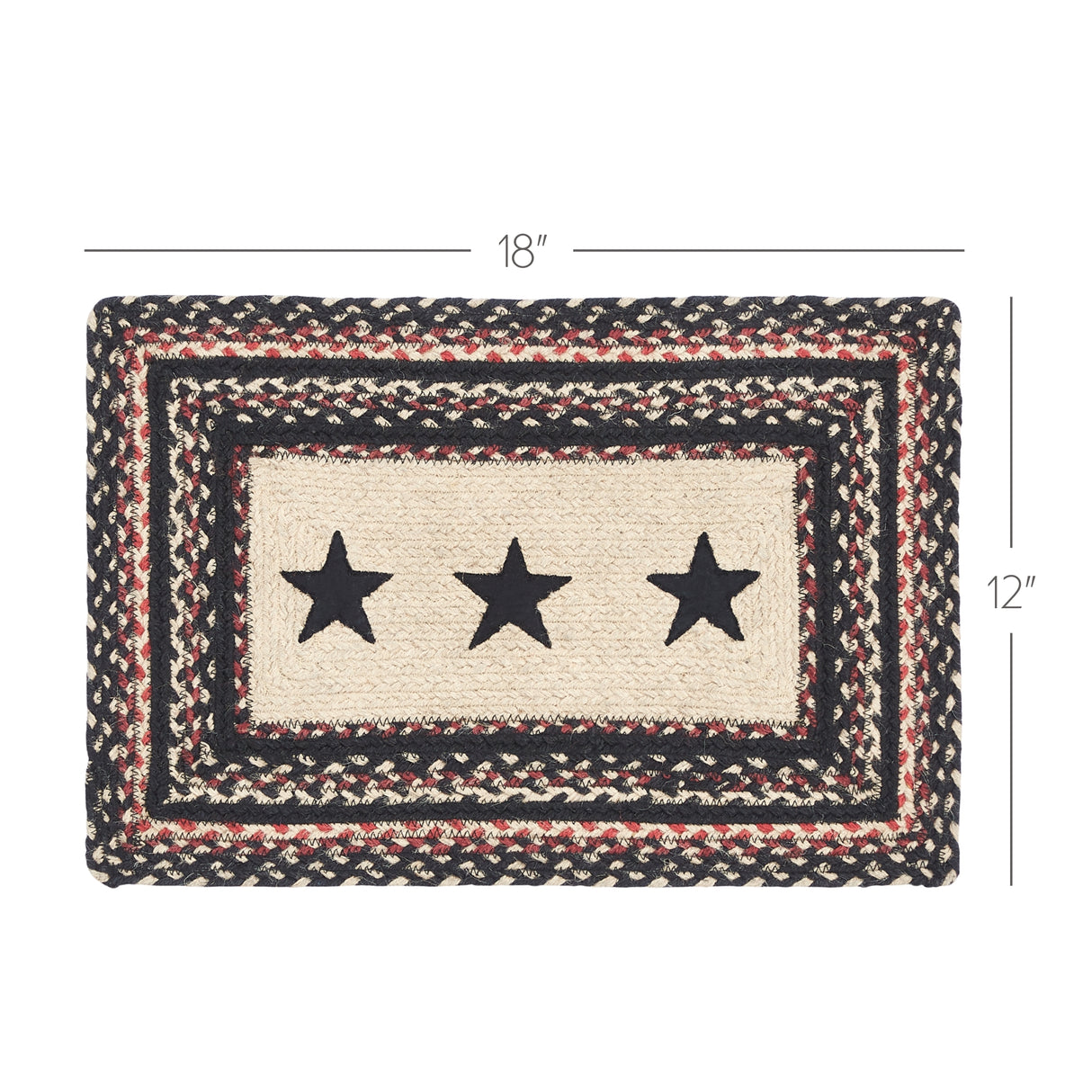 Colonial Star Country Black 13x72 Table Runner & 6 pc 12x18 Placemat Set