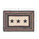 Primitive Colonial Star Table Placemat, Tan Black Red, Jute Blend, Rectangle, 12x18 Inches, 12 Pack 12 Pack