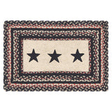 Primitive Colonial Star Table Placemat, Tan Black Red, Jute Blend, Rectangle, 12x18 Inches, 8 Pack 8 Pack