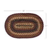 Country Beckham Table Placemat, Red Black Tan, Jute Blend, Oval, 12x18 Inches, 6 Pack 6 Pack