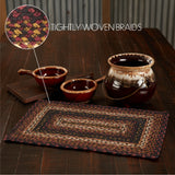 Country Beckham Table Placemat, Red Black Tan, Jute Blend, Rectangle, 12x18 Inches, 12 Pack 12 Pack