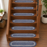 Great Falls Blue Jute Stair Tread Oval Latex 8.5x27, Set of 7