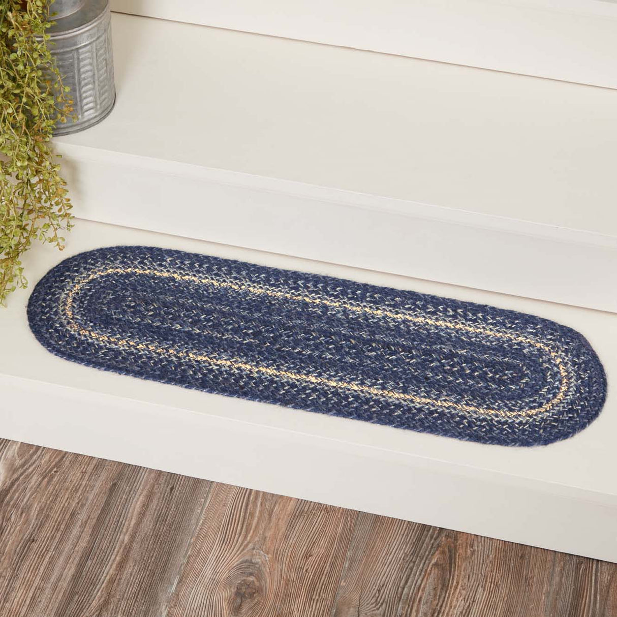 Great Falls Blue Jute Stair Tread Oval Latex 8.5x27, Set of 7