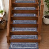 Great Falls Blue Jute Stair Tread Rect Latex 8.5x27, Set of 7