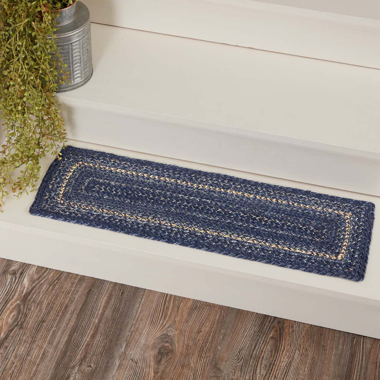 Great Falls Blue Jute Stair Tread Rect Latex 8.5x27, Set of 7