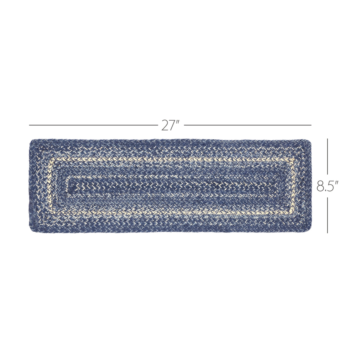 Great Falls Blue Jute Stair Tread Rect Latex 8.5x27, Set of 7