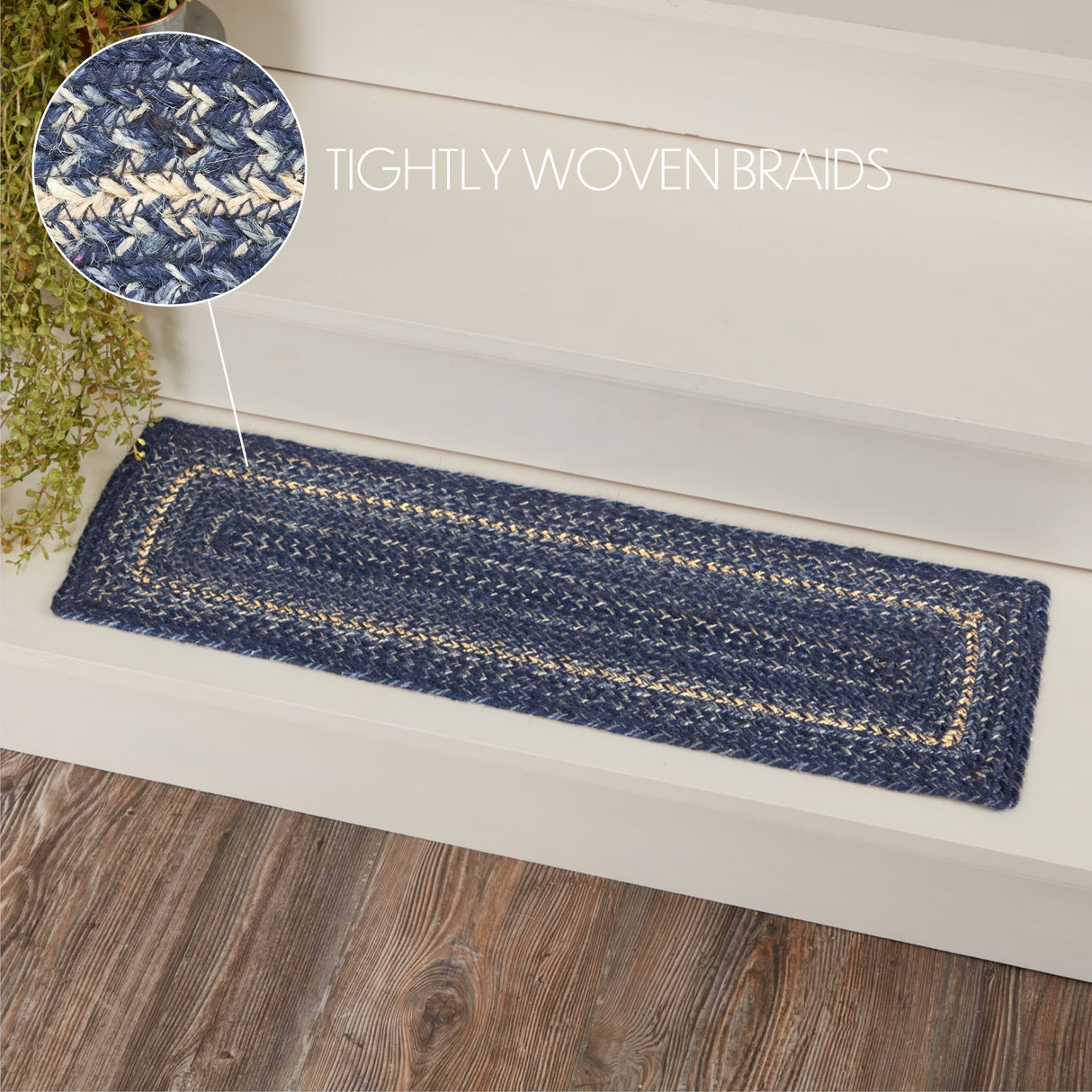 Great Falls Blue Jute Stair Tread Rect Latex 8.5x27, Set of 7