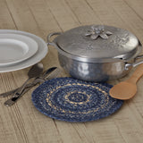 Great Falls Blue Jute Trivet 8, Set of 3
