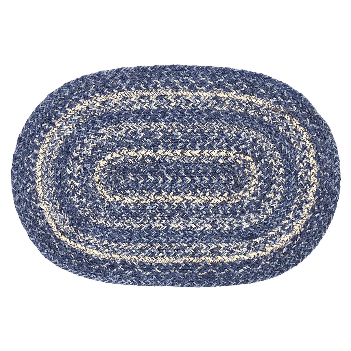 Farmhouse Great Falls Blue Table Placemat, Blue White, Jute Blend, Oval, 12x18 Inches, 8 Pack 8 Pack