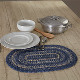 Farmhouse Great Falls Blue Table Placemat, Blue White, Jute Blend, Oval, 12x18 Inches, 8 Pack 8 Pack