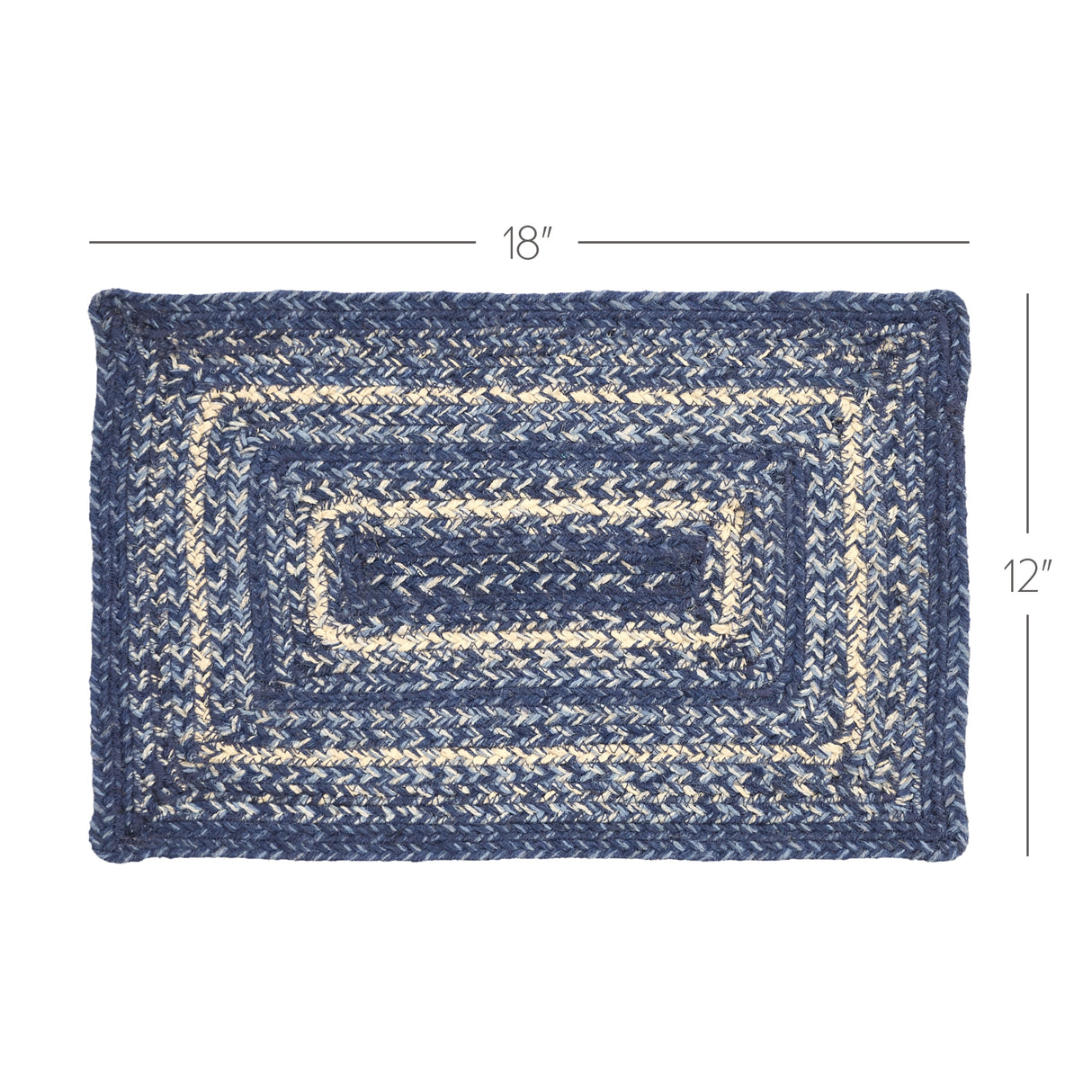 Farmhouse Great Falls Blue Table Placemat, Blue White, Jute Blend, Rectangle, 12x18 Inches, 12 Pack 12 Pack