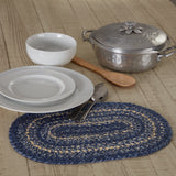 Farmhouse Great Falls Blue Table Placemat, Blue White, Jute Blend, Oval, 10x15 Inches, 8 Pack 8 Pack