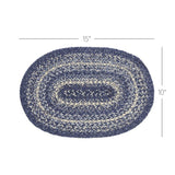 Farmhouse Great Falls Blue Table Placemat, Blue White, Jute Blend, Oval, 10x15 Inches, 8 Pack 8 Pack