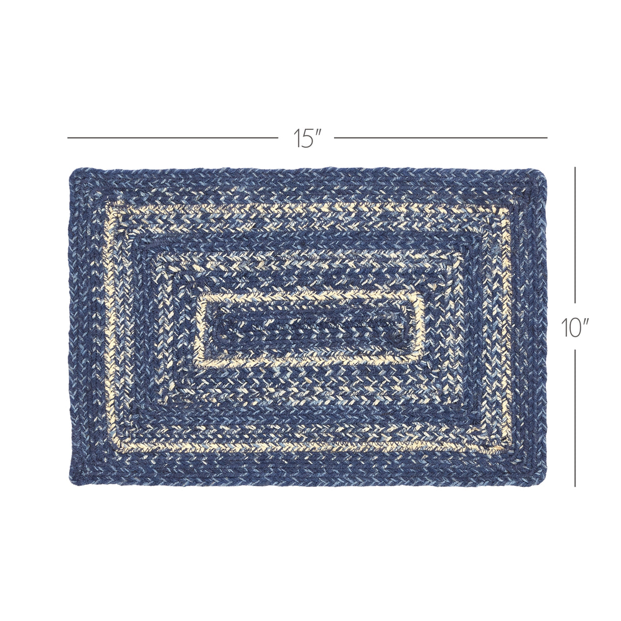Farmhouse Great Falls Blue Table Placemat, Blue White, Jute Blend, Rectangle, 10x15 Inches, 8 Pack 8 Pack