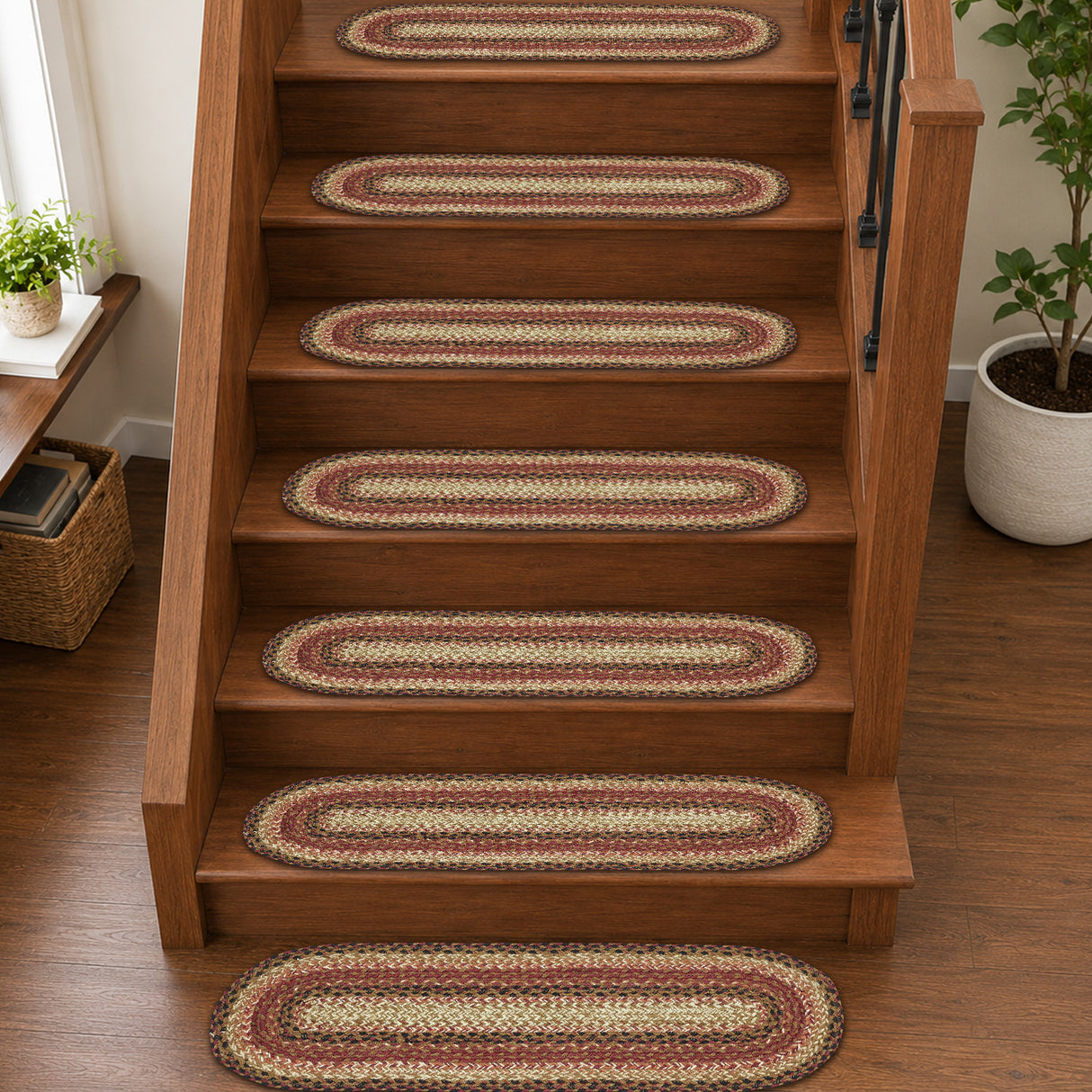 Ginger Spice Jute Stair Tread Oval Latex 8.5x27, Set of 7