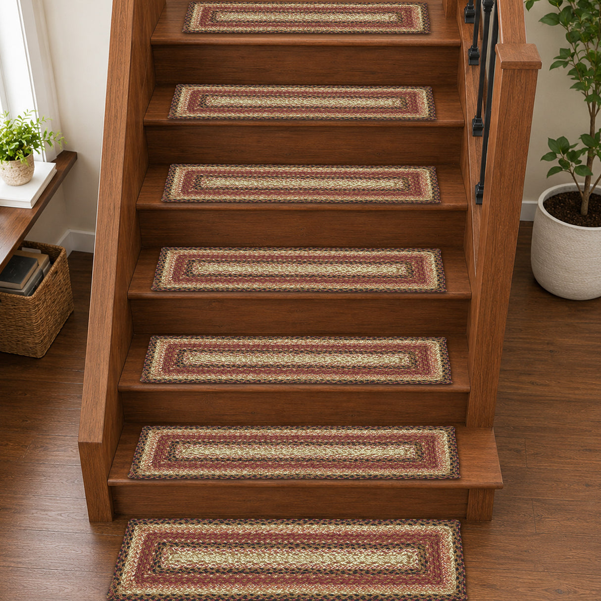Ginger Spice Jute Stair Tread Rect Latex 8.5x27, Set of 7