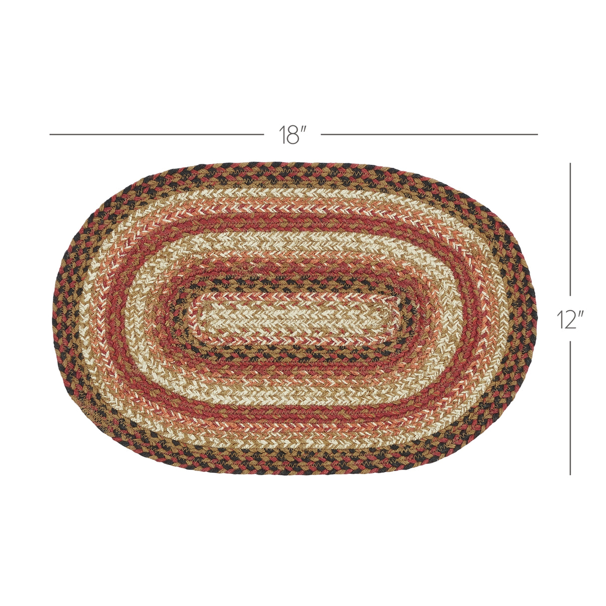 Ginger Spice Table Placemat, Orange Red Natural, Jute Blend, Oval, 12x18 Inches, 12 Pack 12 Pack