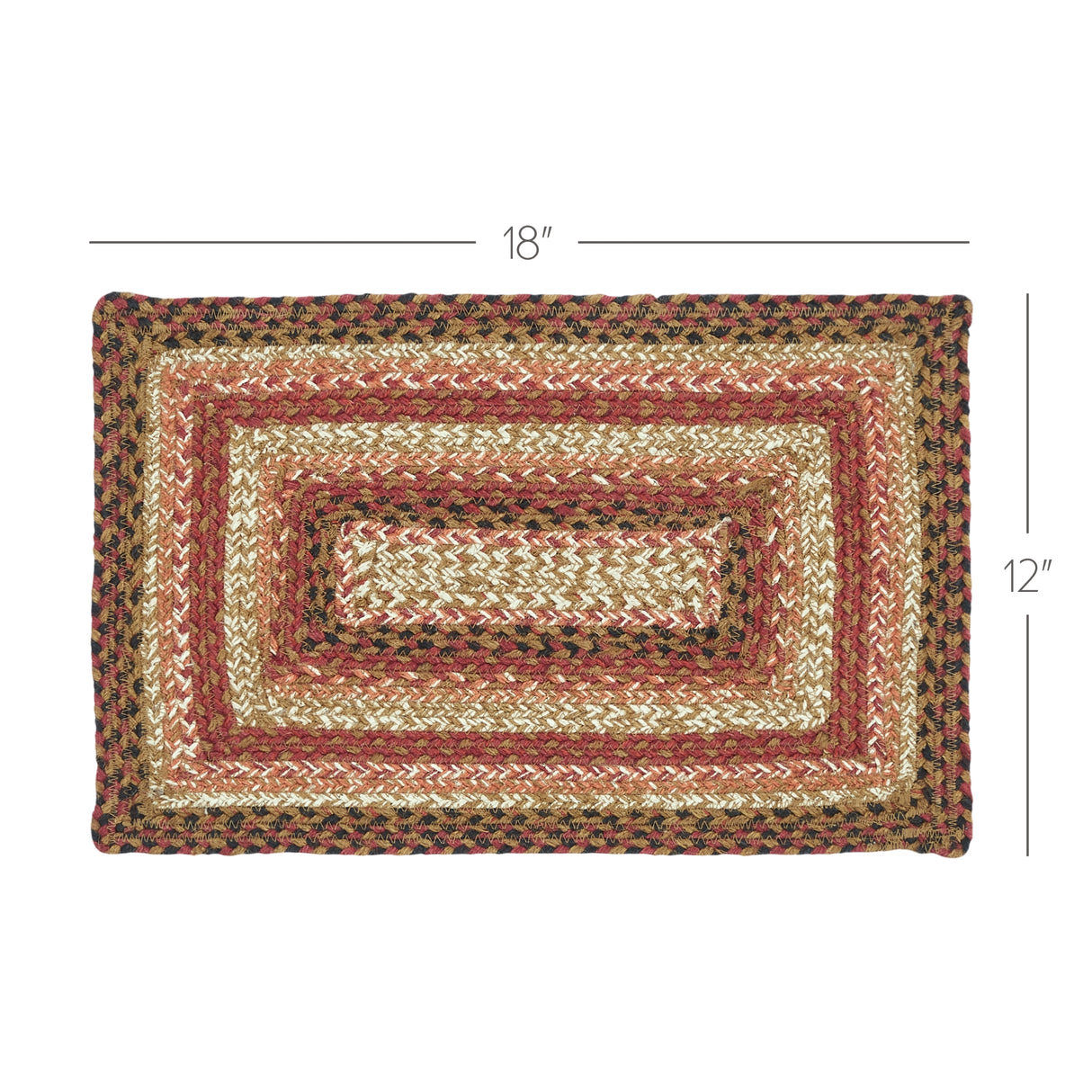 Ginger Spice Table Placemat, Orange Red Natural, Jute Blend, Rectangle, 12x18 Inches, 6 Pack 6 Pack