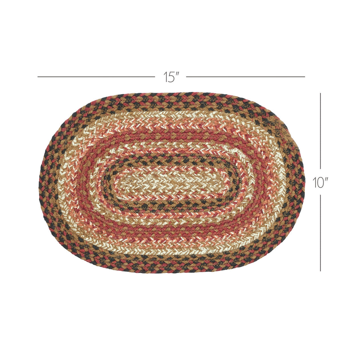 Ginger Spice Table Placemat, Orange Red Natural, Jute Blend, Oval, 10x15 Inches, 4 Pack 4 Pack
