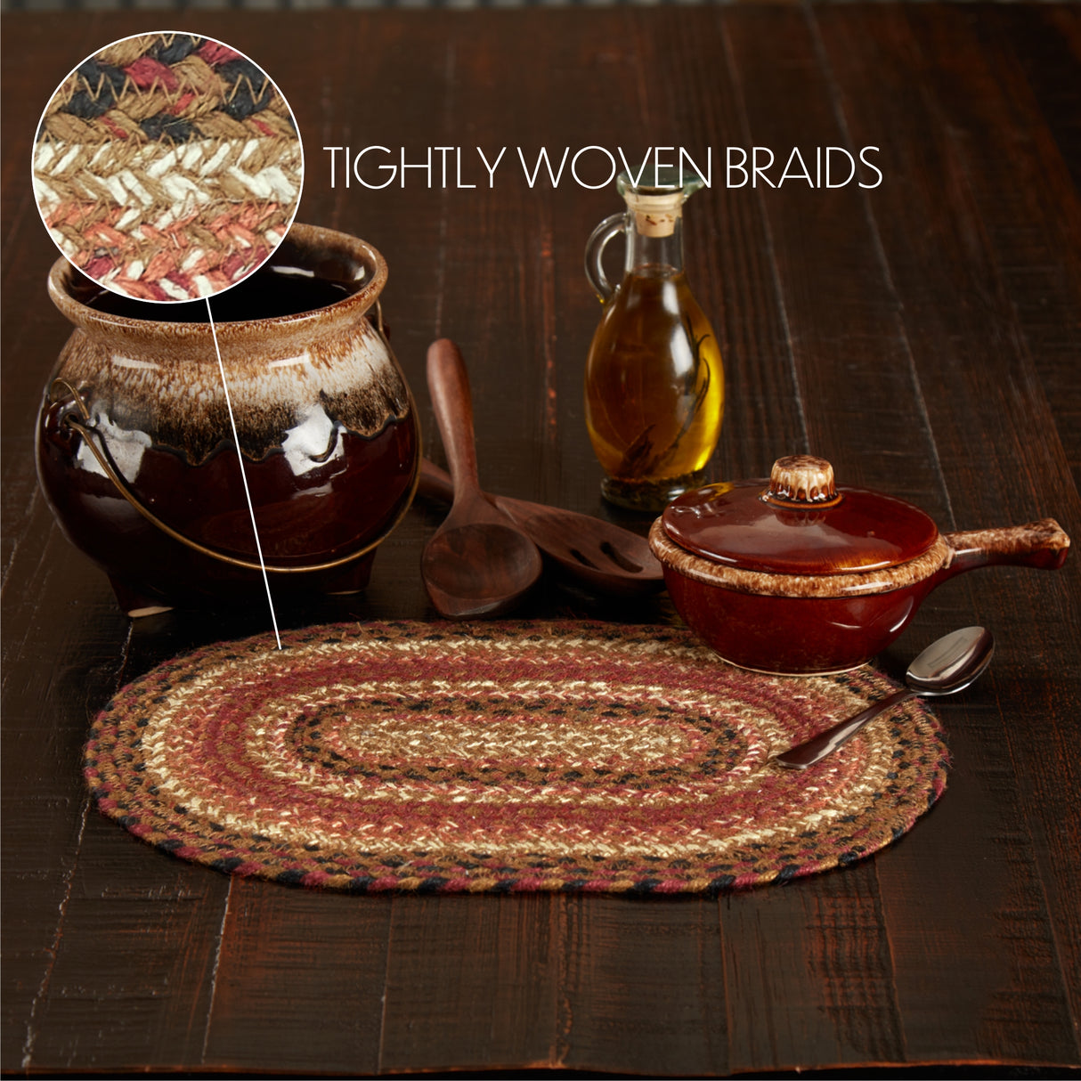 Ginger Spice Table Placemat, Orange Red Natural, Jute Blend, Oval, 10x15 Inches, 12 Pack 12 Pack